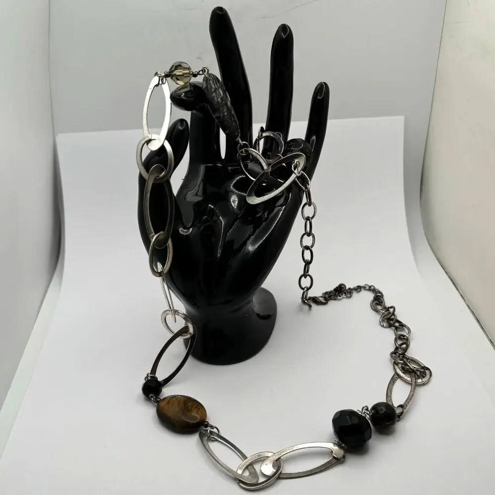 Y2K Silver & Black Metal Belt